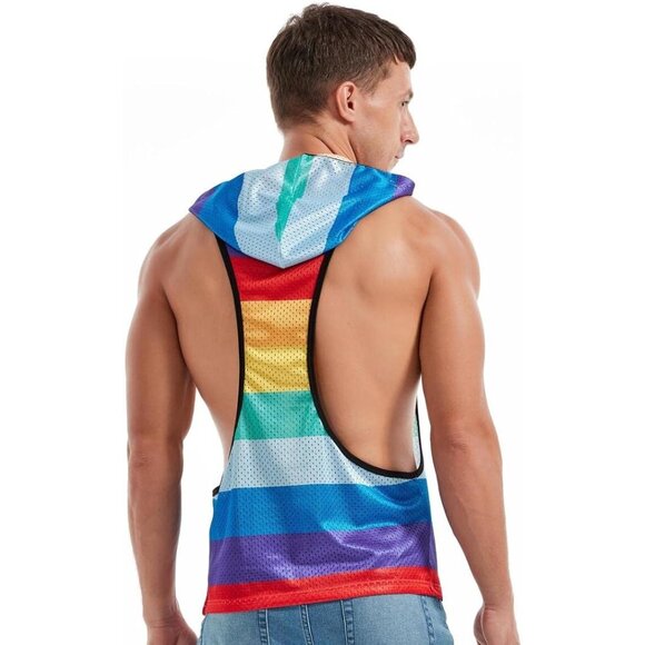 FIROTTII Workout Hooded Tank Tops Muscle Cut Off Sleeveless Shirt- Size M, NWOT - Picture 2 of 5